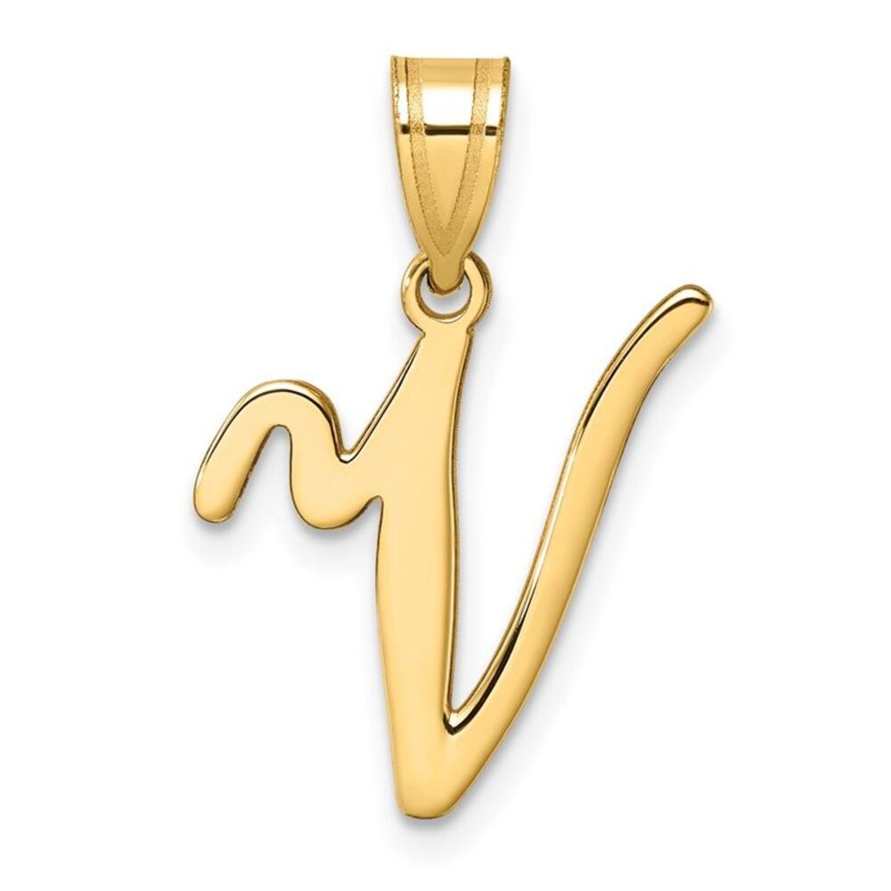 Kazi Luxury 14k Yellow Gold Script Letter V Initi… - image 1